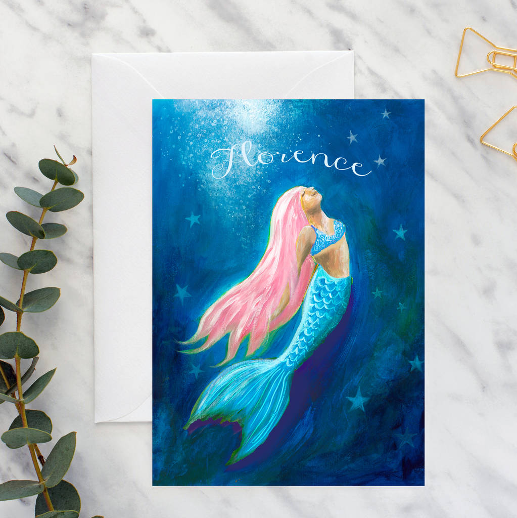 Personalised Mermaid Card A5 By Giddy Kipper | notonthehighstreet.com