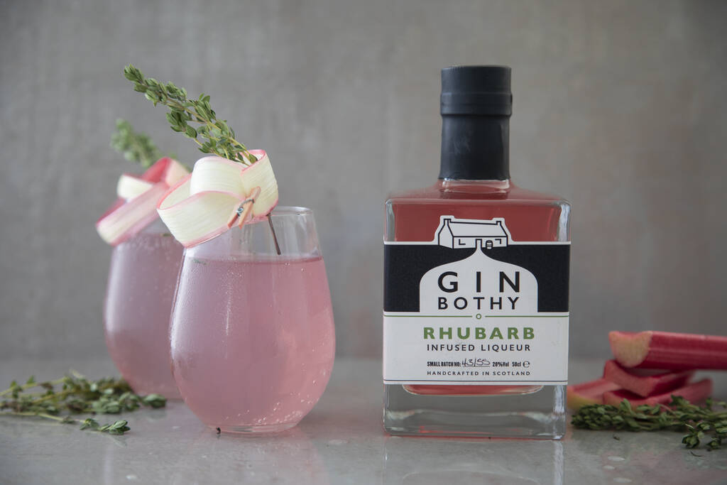 rhubarb gin by gin bothy