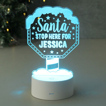 Personalised Santa Stop Here LED Sign, 2 of 6