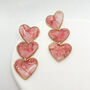 Pink Marbled Heart Statement Stud Earrings, Valentines, thumbnail 1 of 11