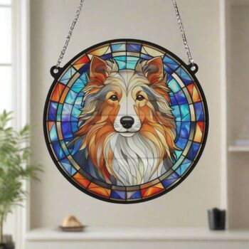 Sheltie Stained Glass Effect Suncatcher, 6 of 6