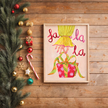 ‘Fa La La’ Christmas Gift Art Print – Cheerful Festive Wall Art, 2 of 6