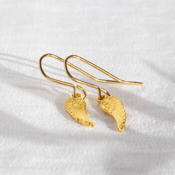 Dainty Gold Plated Angel Wing Earrings, 4 of 11