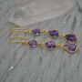 Amethyst Gold Plated Silver Drop Earrings, thumbnail 5 of 8