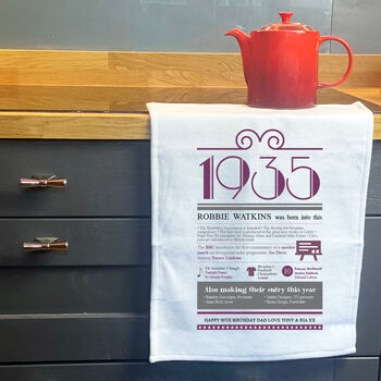 Personalised 90th Birthday Gift Microfibre Tea Towel, 3 of 9