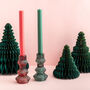 Jewel Toned Ribbed Glass Christmas Candle Stick Holders, thumbnail 7 of 11
