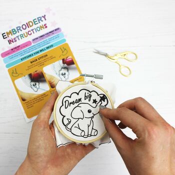 Elephant Embroidery Kit, Sewing Kit, Embroidered Patch, 6 of 8