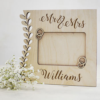 Mr And Mrs Personalised Wooden Wedding Frame, 3 of 3
