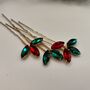 Christmas Red And Green Crystal Hair Pin Set Of Three, thumbnail 3 of 12