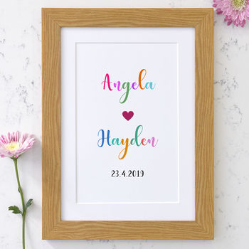 Personalised Names And Date Framed Print, 6 of 6