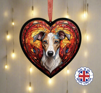 Whippet Stained Glass Effect Heart Suncatcher, 6 of 7