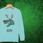 Rudolphasaurus Rex Dinosaur Personalised Kids Christmas Jumper Sweatshirt, thumbnail 5 of 12