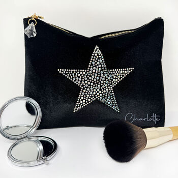 Star Rhinestone Velvet Make Up Bag Gift For Her, 2 of 6