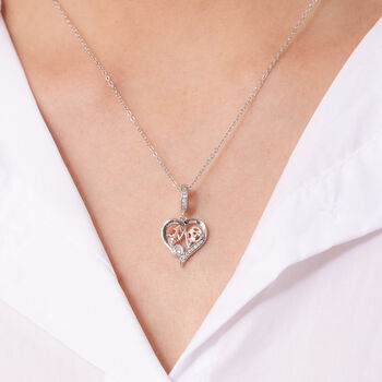 Gym Dumbbell Heart Necklace Sterling Silver Personalised, 2 of 7