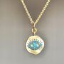 Turquoise Evil Eye Gold Plated Coin Pendant, thumbnail 3 of 3