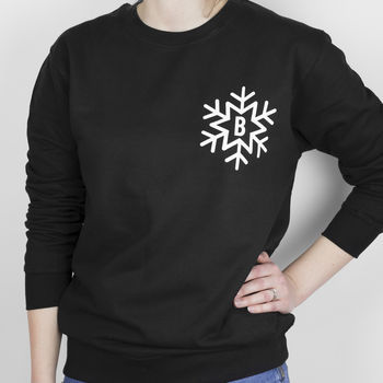 Initial Snowflake Unisex Sweatshirt, 2 of 5