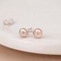Sterling Silver Pink Freshwater Pearl Stud Earrings – 5mm, thumbnail 2 of 9