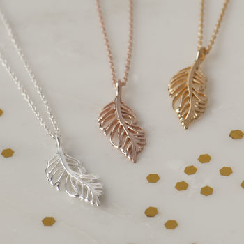 Feather Sterling Silver Gold Or Rose Gold Necklace, 2 of 12