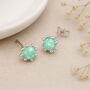 Sterling Silver Green Opal October Birthstone Stud Earrings, thumbnail 1 of 8