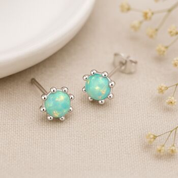 Sterling Silver Green Opal Micro Stud Earrings – 4mm, 10 of 10