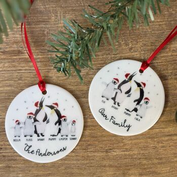 Personalised Family Bauble, Penguin Design, 4 of 9