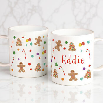 Personalised Gingerbread Pattern Plastic Mug, 3 of 4