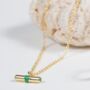 Havana Gold Plated And Green Enamel T Bar Necklace, thumbnail 1 of 4