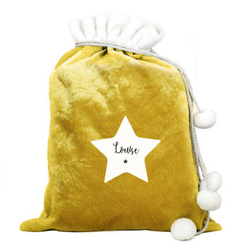 Personalised Gold Star Christmas Sack, 2 of 4