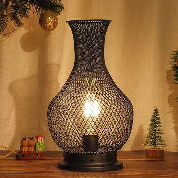 Metal Vase Shape Mesh Cordless Decorative Lamp, 4 of 6