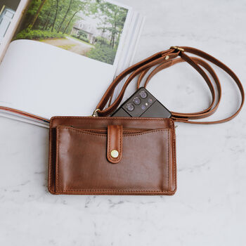 Leather Smartphone Bag, Distressed Brown, 2 of 6