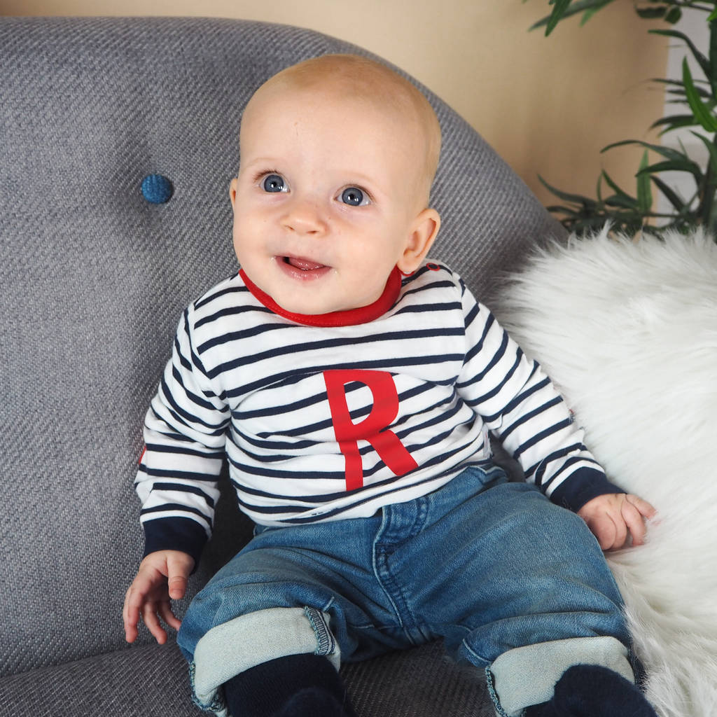 Children's Initial Long Sleeve Striped T Shirt By Rock On Ruby ...
