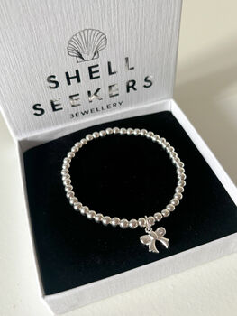 Sterling Silver Bow Charm Bracelet, 5 of 5