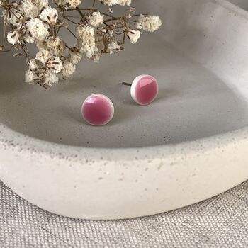 Handmade Ceramic Dot Stud Earrings Minimalist, 4 of 8