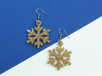 Snowflake Glitter Earrings, 2 of 10
