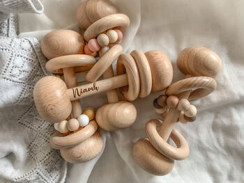 Personalised Dumbbell Wooden Rattle, 5 of 6