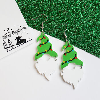 Christmas Tree Hat Gnome Gonk Earrings, 3 of 8