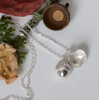 Autumn Solid Silver Acorn Cluster Necklace, 2 of 5