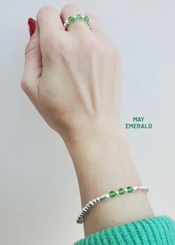 Sterling Silver Birthstone Bracelet: Elastic Beaded Birth Month Gemstone Jewellery, 9 of 9