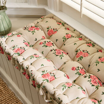 Country Rose Garden Bench Cushion, 3 of 5