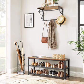 Shoe Bench With Shelves Industrial Style Shoe Organiser, 4 of 12