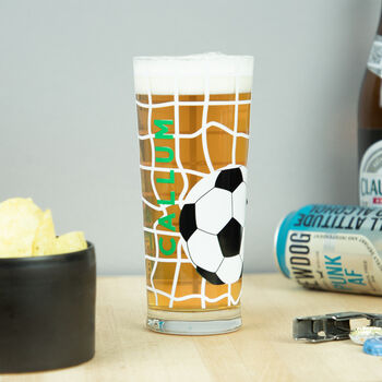 Personalised Football Name Printed Pint Glass, 2 of 8