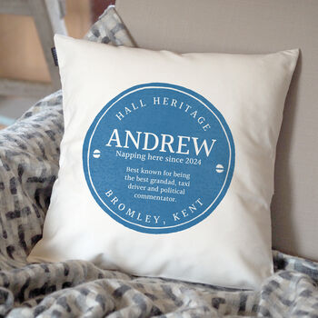 Blue Plaque Personalised Cushion, 2 of 3