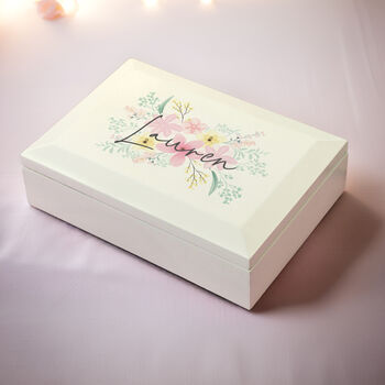 Personalised Floral Wooden Jewellery Box, 4 of 6