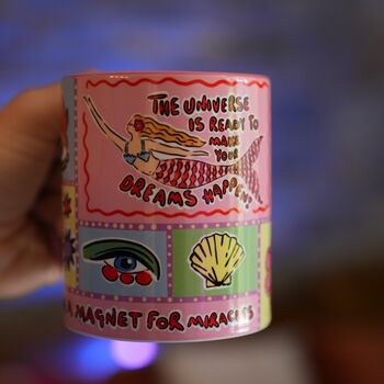 Mermaid Magic Law Of Attraction Pink Coffee Tea Mug, 2 of 5