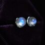 Natural Moonstone Stud Earrings In Sterling Silver, thumbnail 1 of 12