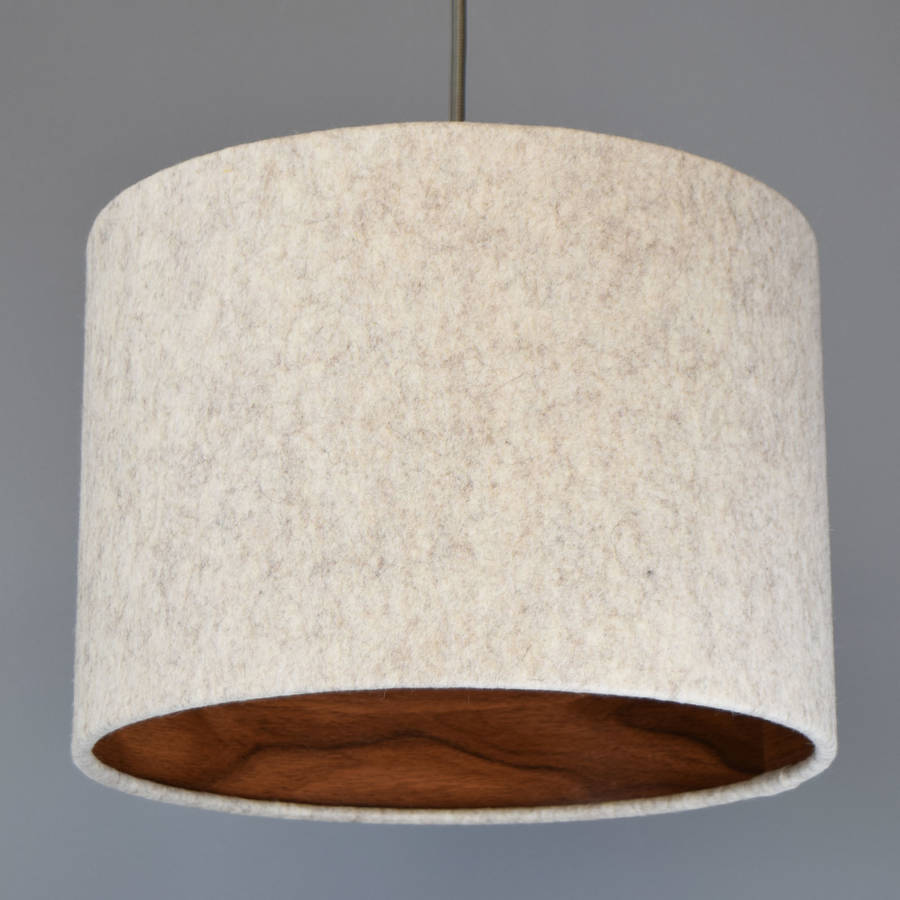 Natural Wool Felt Lampshade With Choice Of Wood Lining By Quirk