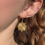Gold Plated Spiral Disc Earrings With Dots, thumbnail 1 of 4