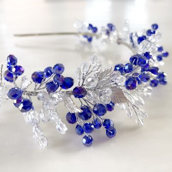 Blue Crystal And Silver Leaf Headpiece, 4 of 8