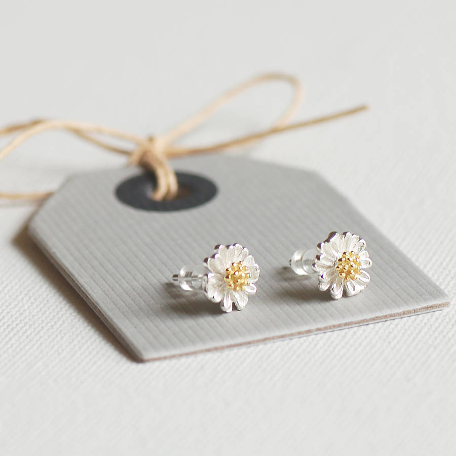 Silver And Gold Daisy Earrings By Highland Angel Silver And Gold Daisy Earrings