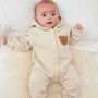 Personalised Cream Fleece Hooded Boucle Teddy Jumpsuit, thumbnail 2 of 6